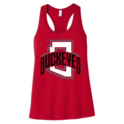Ladies Buckeyes Red Jersey Racerback Tank Thumbnail